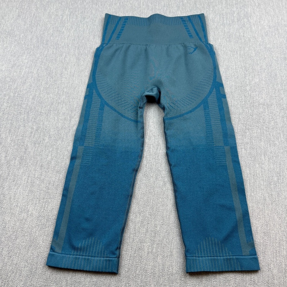 Gymshark Geo Cropped Leggings Womens Small Blue Seamless Workout Gym Yoga Train